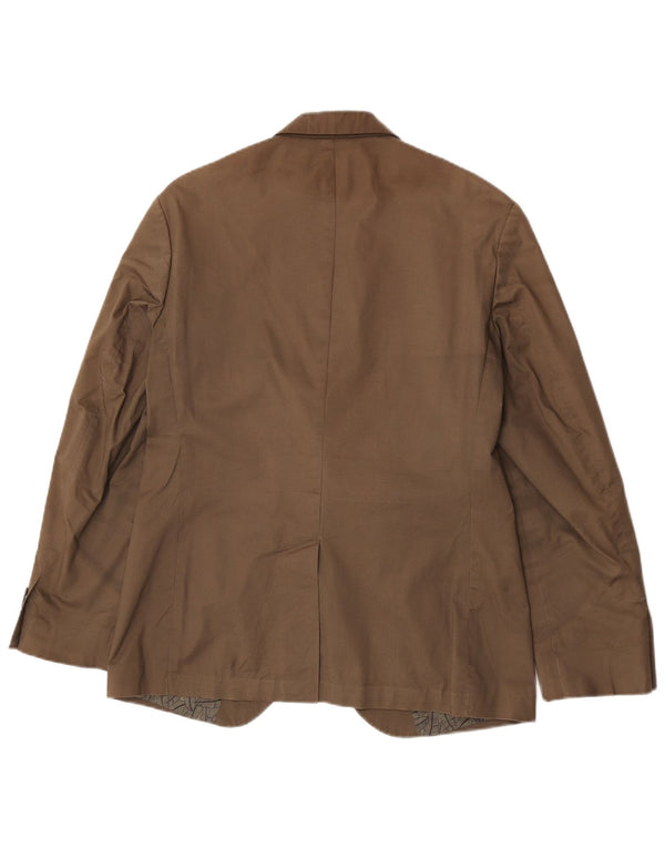 Marks & Spencer Mens 2 Button Blazer Jacket UK 40 Medium Khaki Cotton