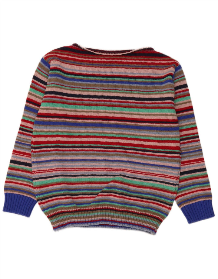 Vintage Womens Boat Neck Jumper Sweater UK 14 Medium Multicoloured Striped