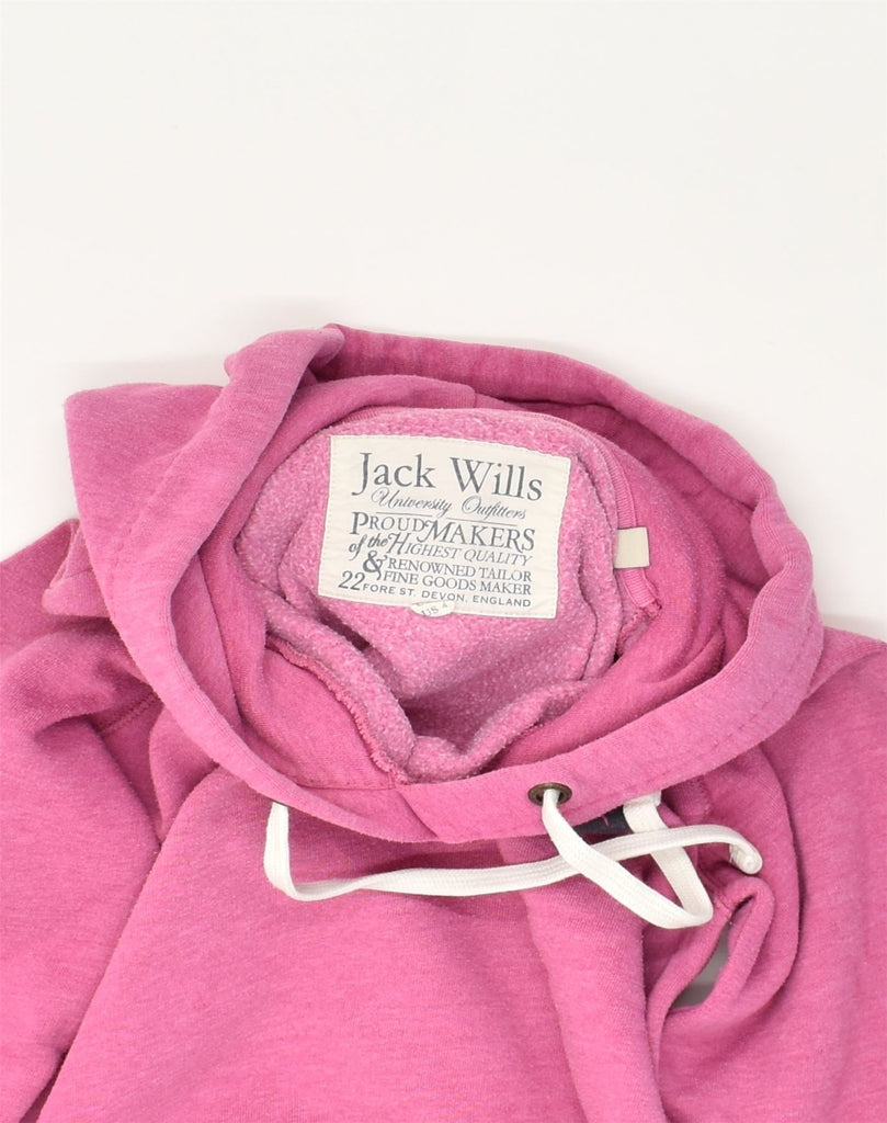 JACK WILLS Womens Graphic Hoodie Jumper UK 8 Small Pink Cotton | Vintage Jack Wills | Thrift | Second-Hand Jack Wills | Used Clothing | Messina Hembry 