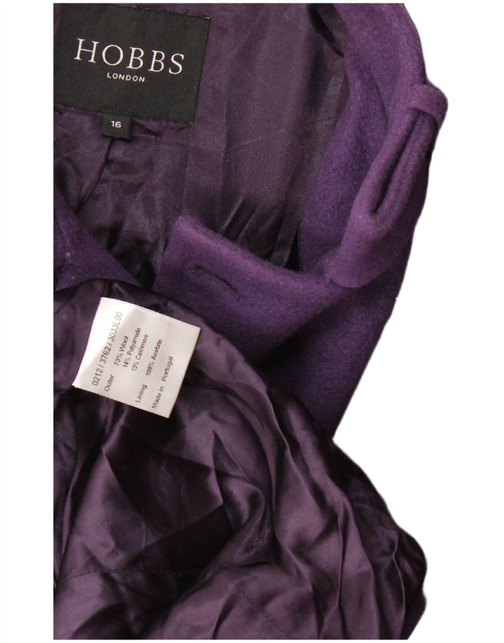 Hobbs Womens Double Breasted Coat UK 16 Large Purple Wool