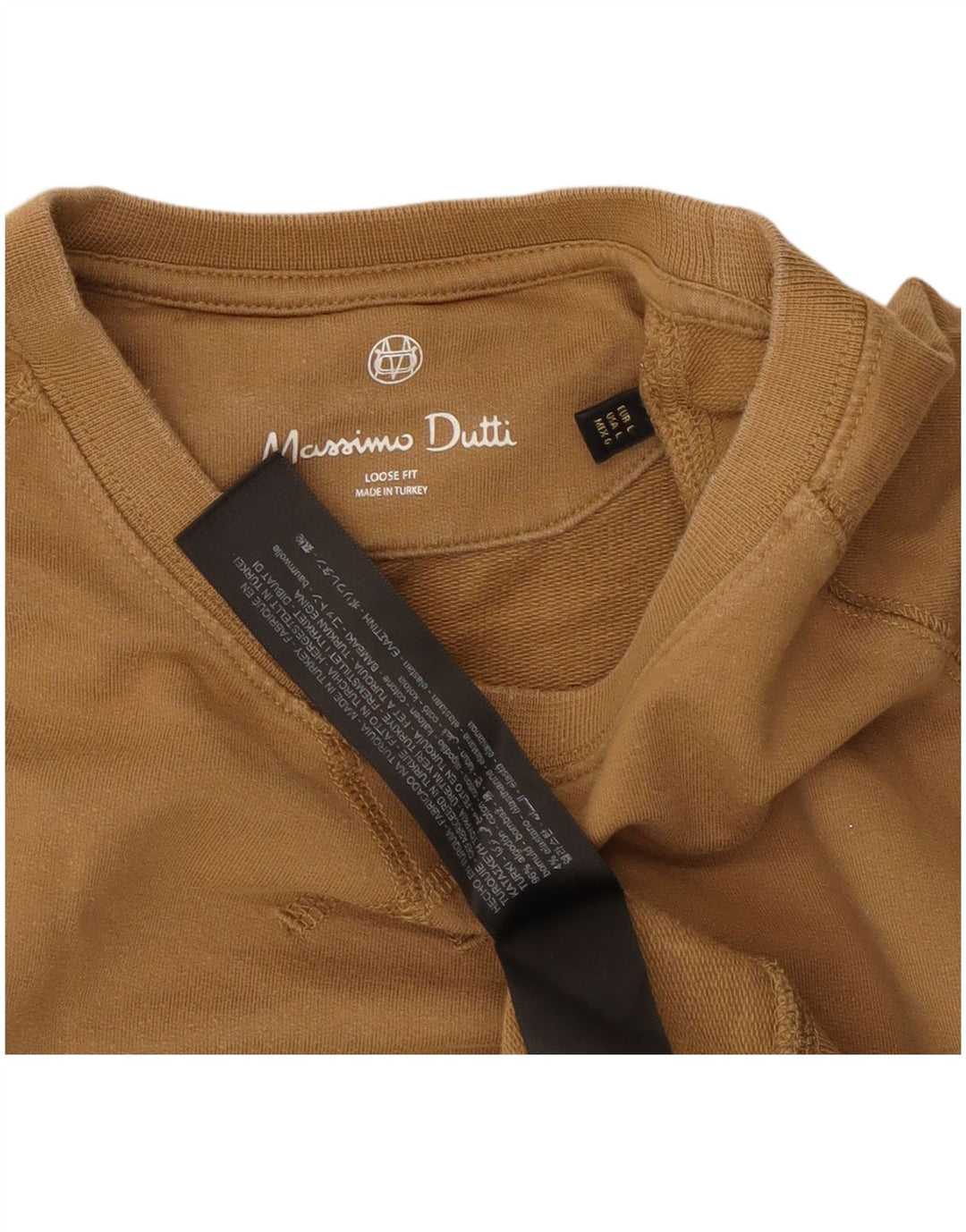 Massimo Dutti Mens Loose Fit Sweatshirt Jumper Large Beige Cotton