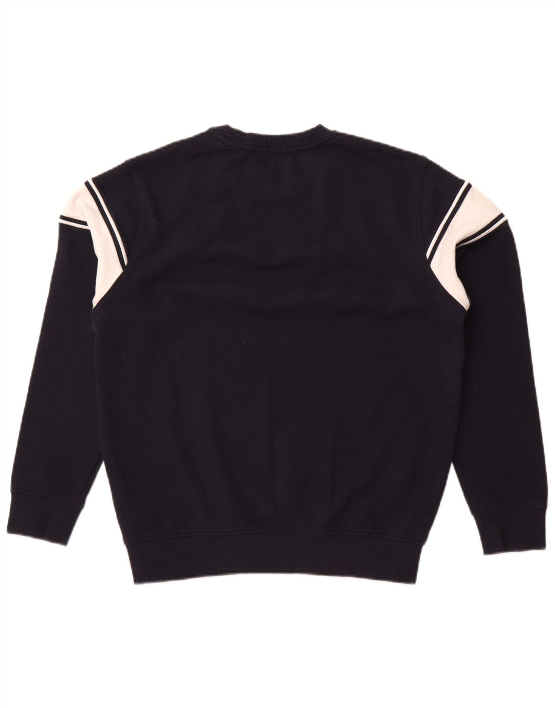 Guess Mens Graphic Sweatshirt Jumper Small Navy Blue Colourblock Cotton