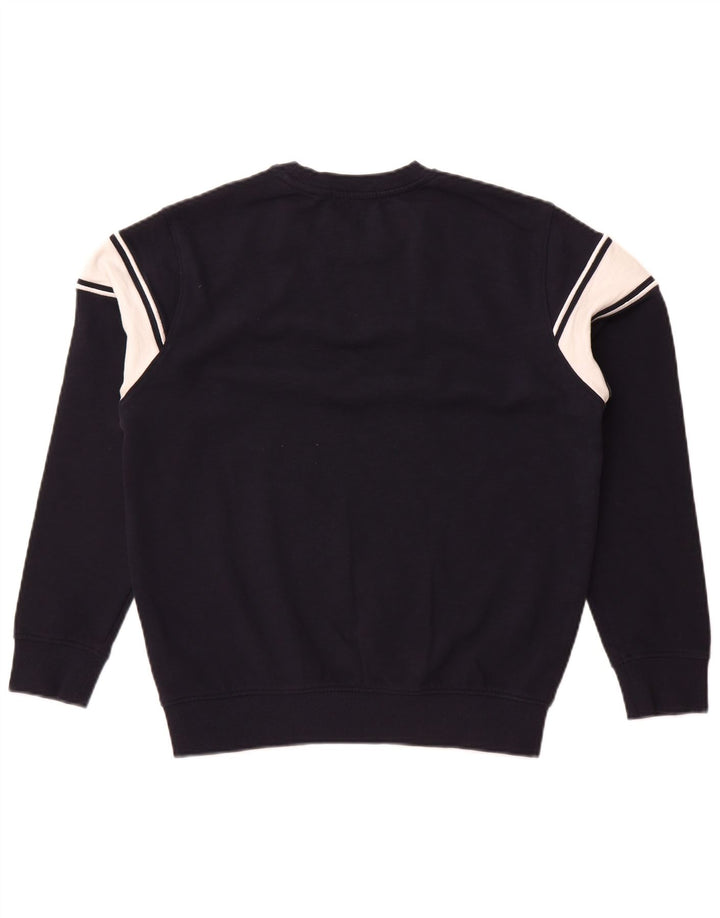 Guess Mens Graphic Sweatshirt Jumper Small Navy Blue Colourblock Cotton