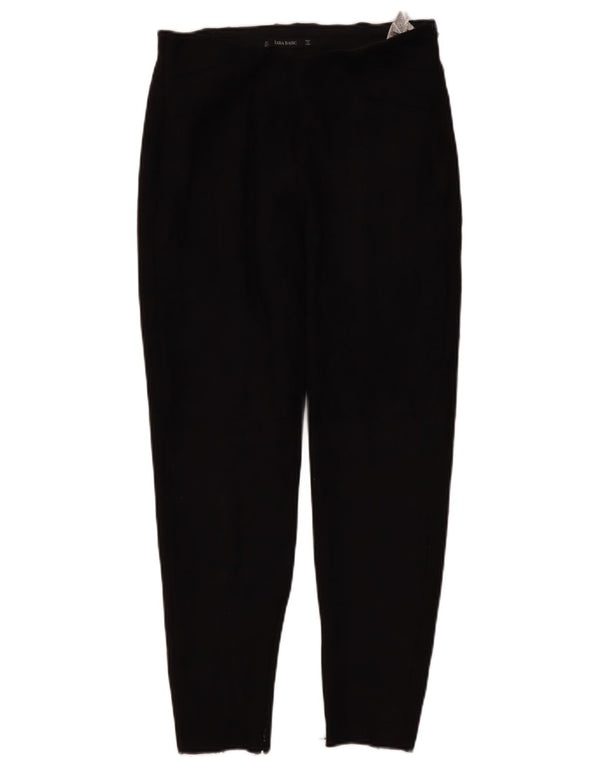 Zara Womens Slim Casual Trousers Large W32 L26 Black Polyester