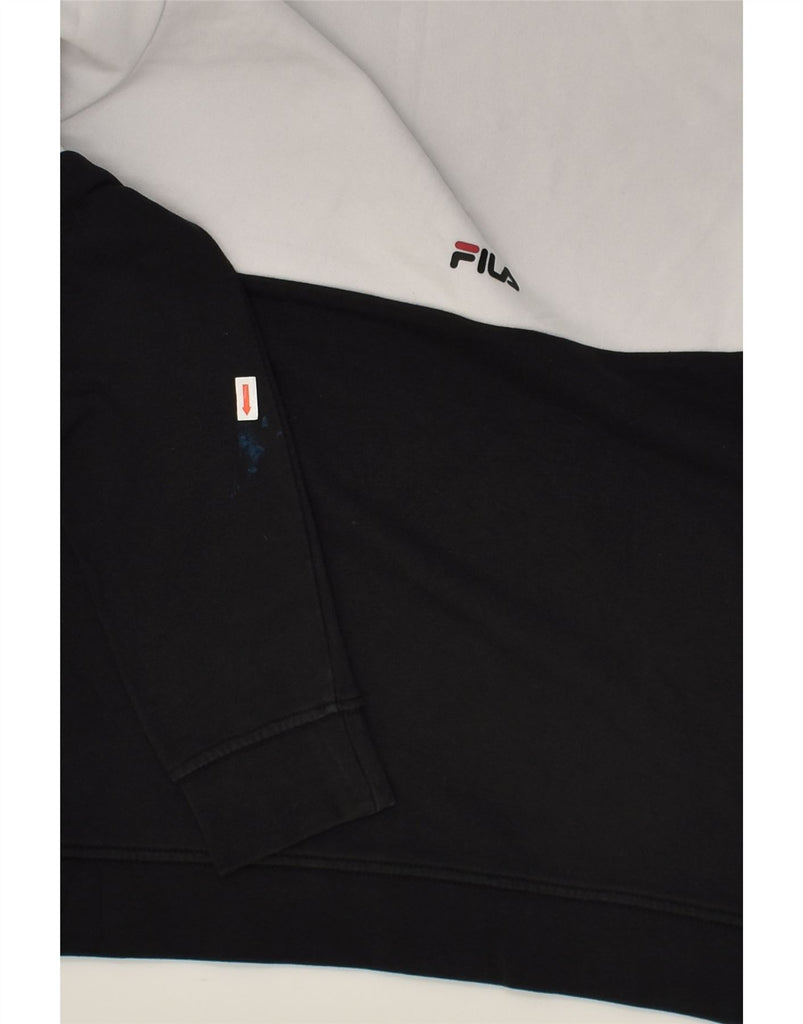 FILA Boys Graphic Sweatshirt Jumper 11-12 Years Black Colourblock Cotton | Vintage Fila | Thrift | Second-Hand Fila | Used Clothing | Messina Hembry 