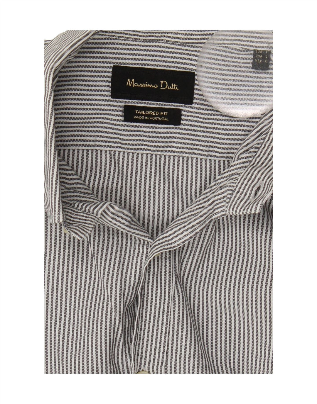 MASSIMO DUTTI Mens Tailored Fit Shirt Large Grey Pinstripe Cotton Vintage Massimo Dutti and Second-Hand Massimo Dutti from Messina Hembry 