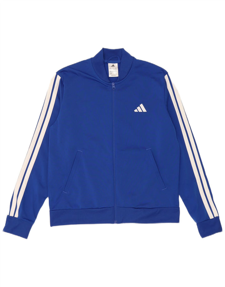 Adidas Boys Tracksuit Top Jacket 12-13 Years Blue Polyester