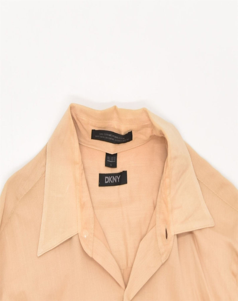 DKNY Mens Shirt Large Beige Cotton | Vintage | Thrift | Second-Hand | Used Clothing | Messina Hembry 