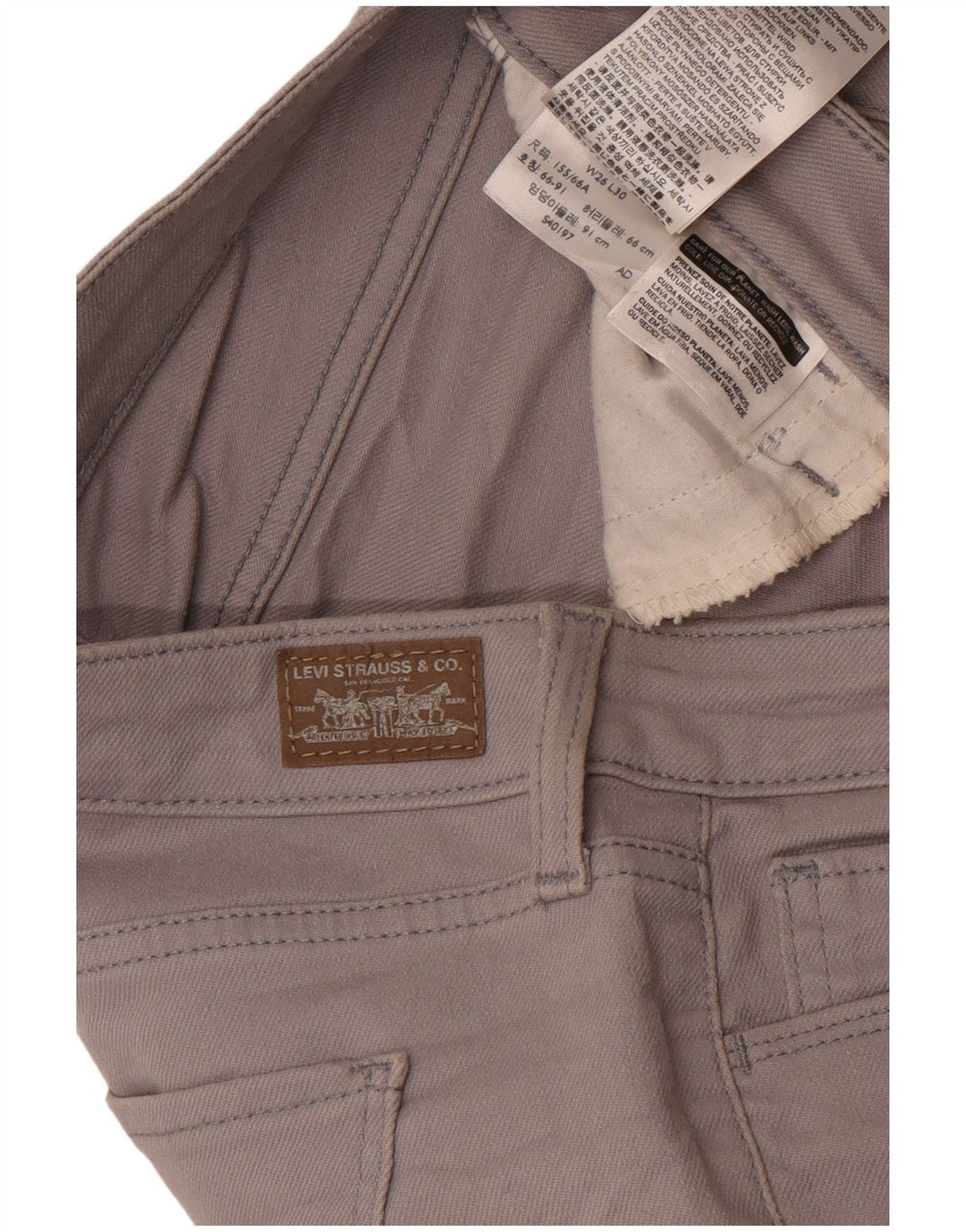 Levi's Womens Legging Skinny Jeans W26 L30 Grey Cotton