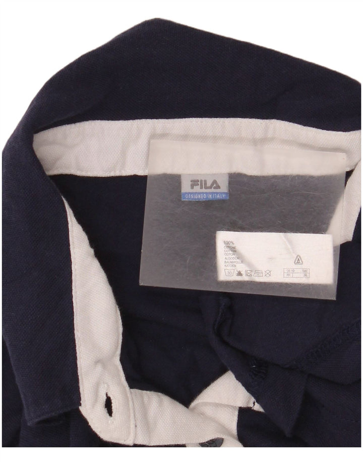 Fila Womens Polo Shirt UK 12 Medium Navy Blue Cotton