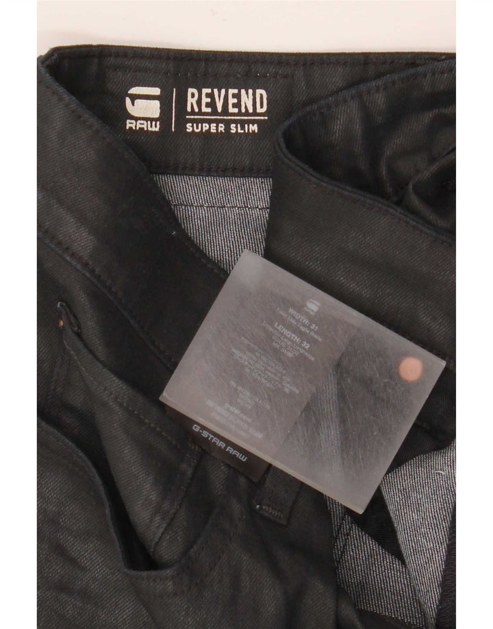 G-Star Mens Revend Super Slim Jeans W31 L32 Black Cotton