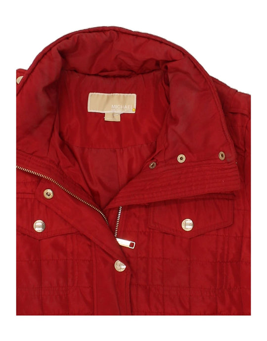 MICHAEL KORS Womens Quilted Jacket UK 10 Small Red Polyester Vintage Second Hand Clothing Online Messina Hembry