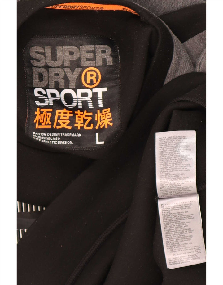 Superdry Mens Graphic Sweatshirt Jumper Large Black Colourblock Polyester