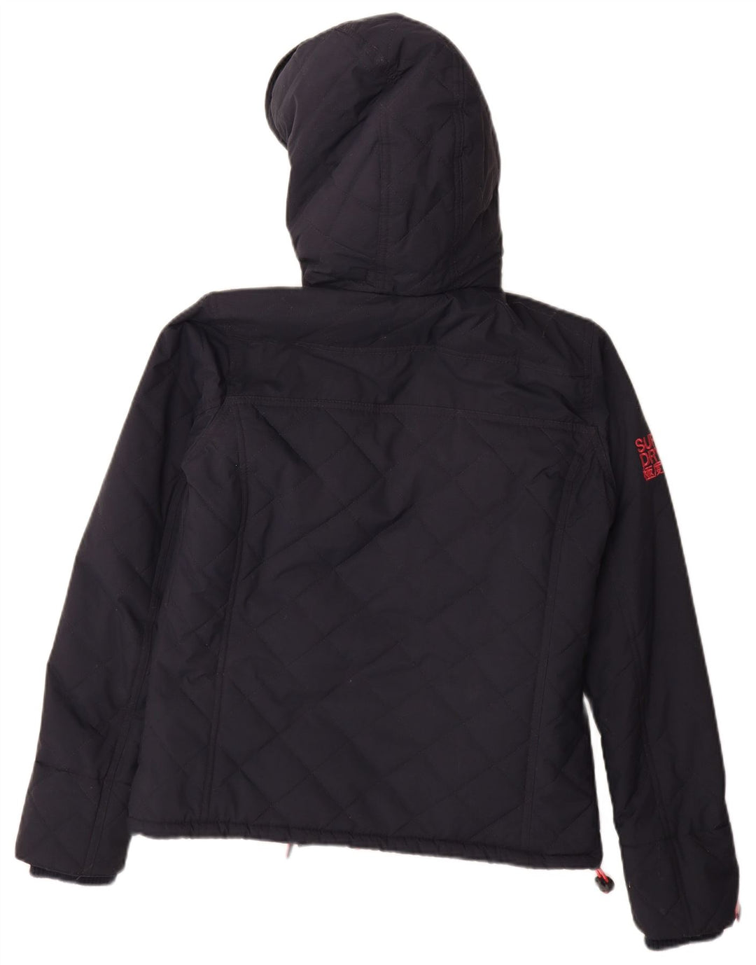 Superdry Womens Hooded Sherpa Windbreaker Jacket UK 14 Medium Navy Blue