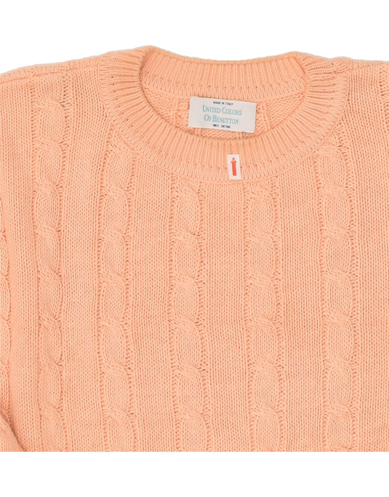 BENETTON Womens Oversized Crew Neck Jumper Sweater IT 48 XL Pink Cotton | Vintage Benetton | Thrift | Second-Hand Benetton | Used Clothing | Messina Hembry 