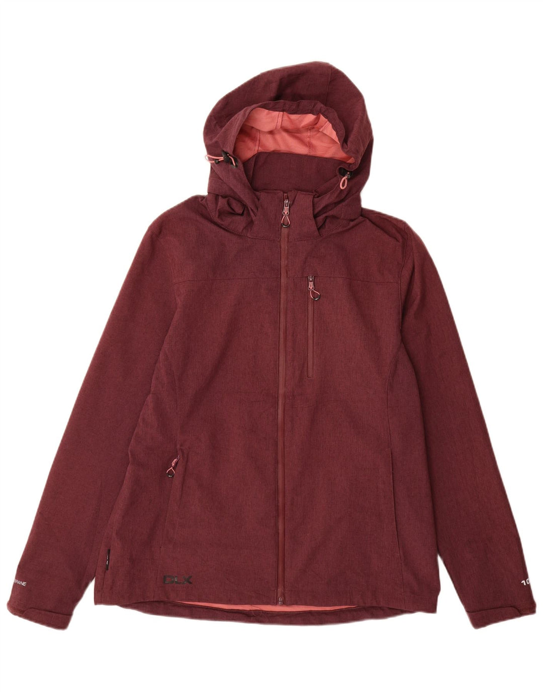 Vintage Womens Hooded Windbreaker Jacket UK 16 Large Burgundy Polyester