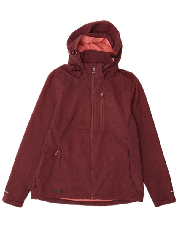 Vintage Womens Hooded Windbreaker Jacket UK 16 Large Burgundy Polyester