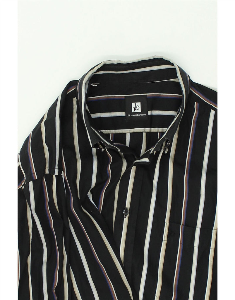 ROCCOBAROCCO Mens Shirt Size 17 43 XL Black Striped | Vintage Roccobarocco | Thrift | Second-Hand Roccobarocco | Used Clothing | Messina Hembry 
