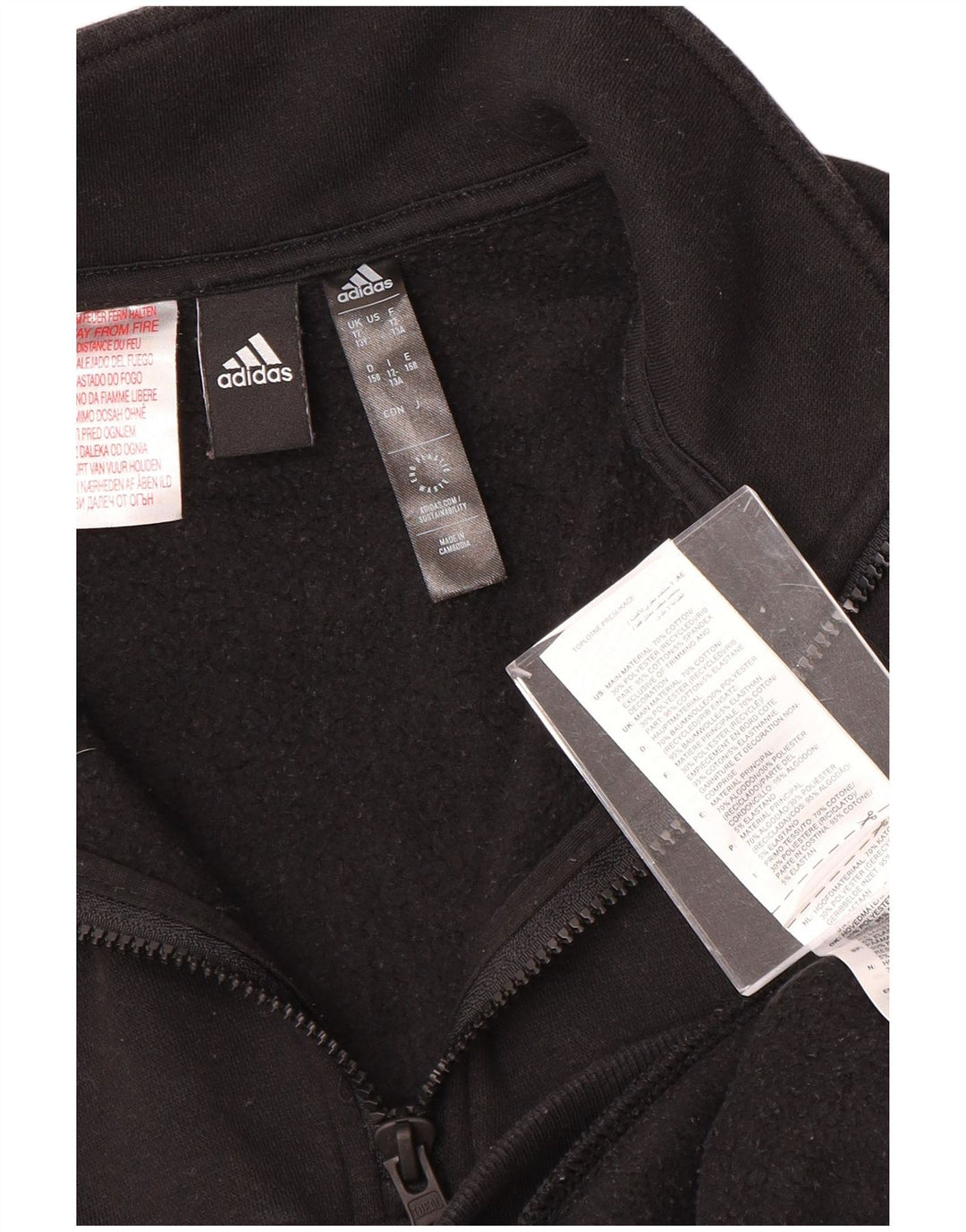 ADIDAS Girls Loose Fit Crop Sweatshirt Jumper 12-13 Years Black Cotton