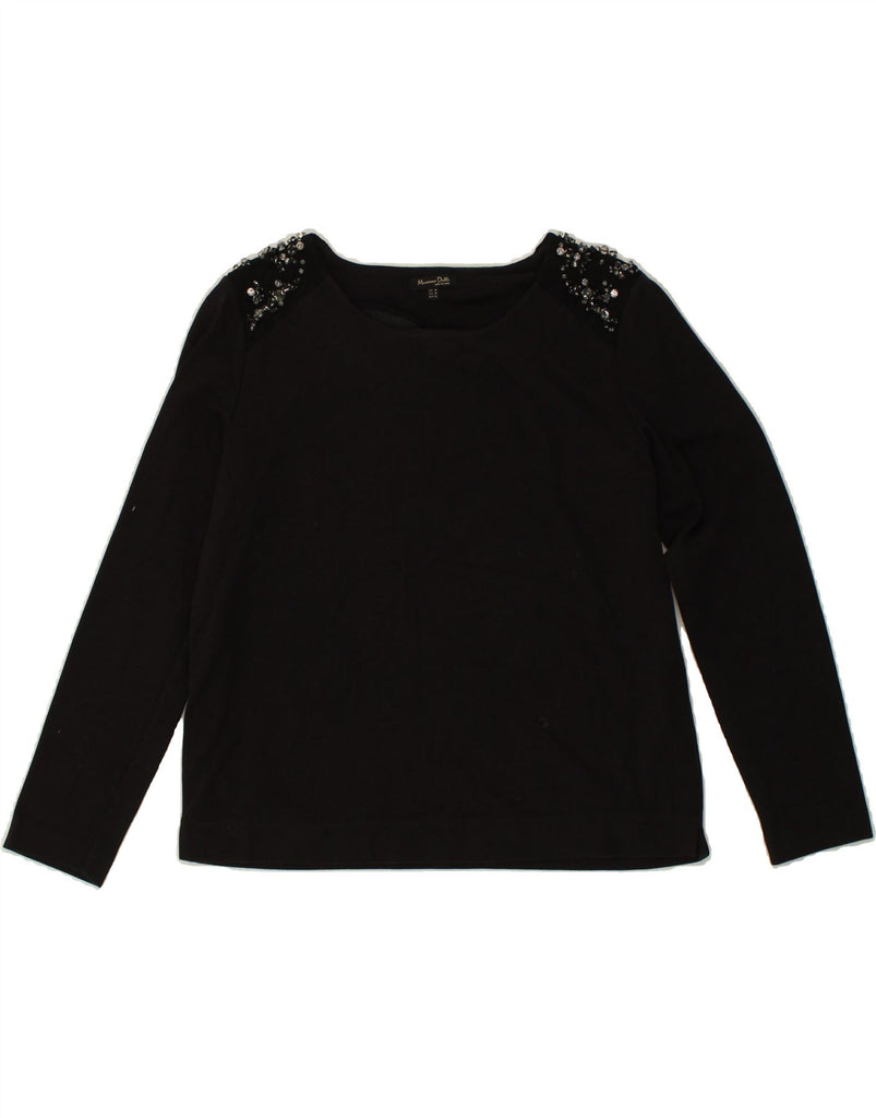 MASSIMO DUTTI Womens Top Long Sleeve UK 14 Medium Black Viscose Vintage Massimo Dutti and Second-Hand Massimo Dutti from Messina Hembry 