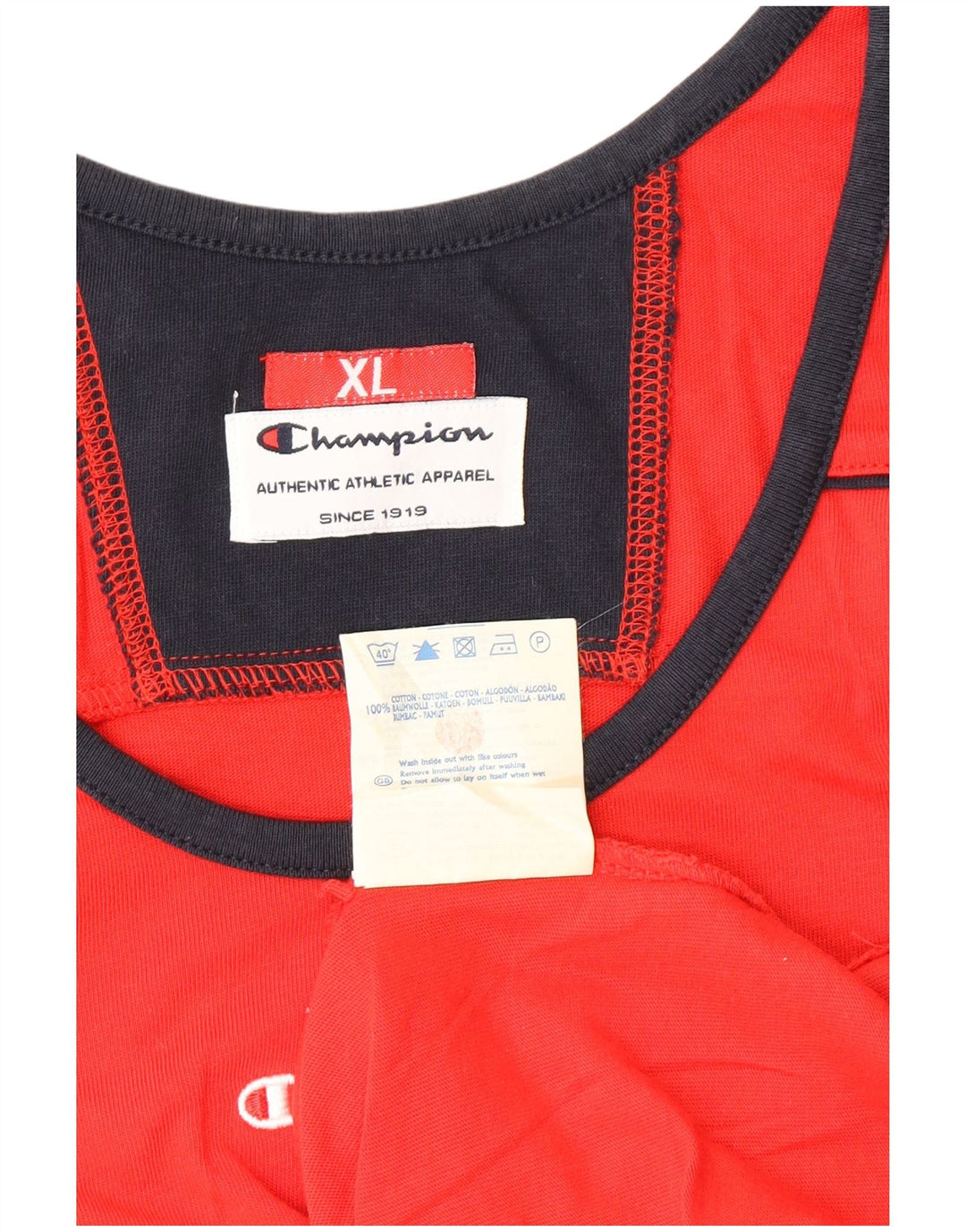CHAMPION Mens Graphic Vest Top XL Red Colourblock Cotton