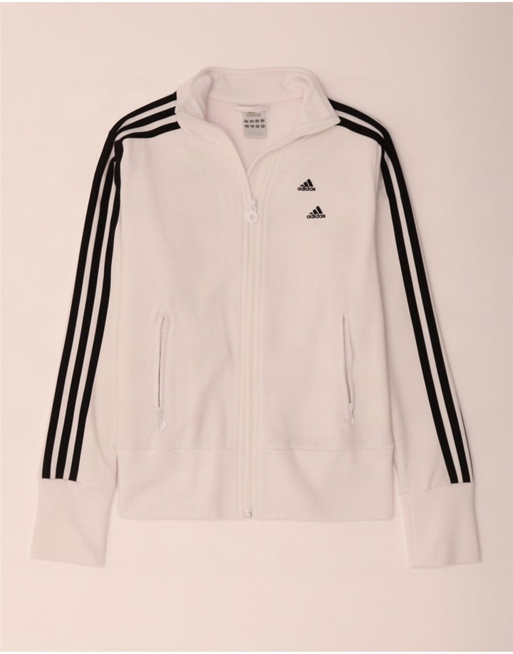 Adidas Womens Tracksuit Top Jacket UK 8 Small White Polyester