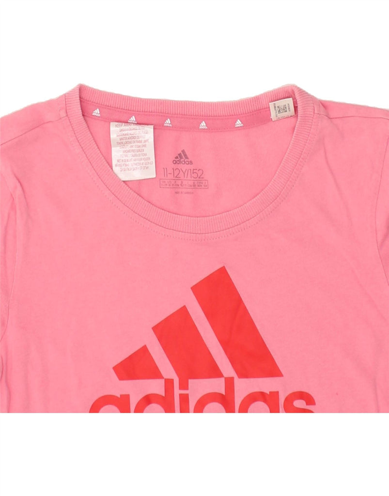 ADIDAS Girls Graphic T-Shirt Top 11-12 Years Pink Cotton | Vintage Adidas | Thrift | Second-Hand Adidas | Used Clothing | Messina Hembry 