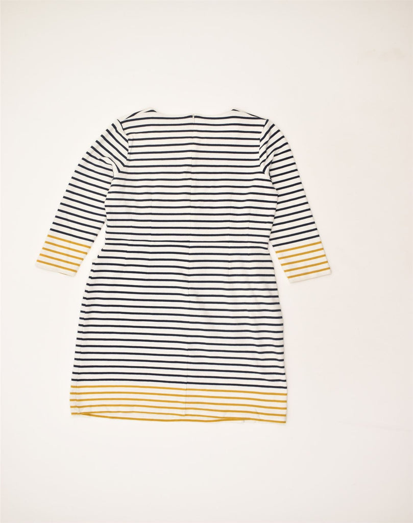 JOULES Womens Sweatshirt Jumper Dress UK 12 Medium White Striped Cotton | Vintage Joules | Thrift | Second-Hand Joules | Used Clothing | Messina Hembry 