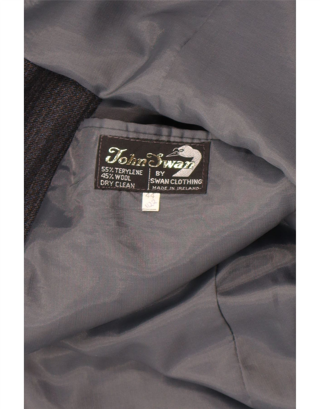 Vintage Mens 2 Button Blazer Jacket UK 44 2XL Grey Striped Terylene