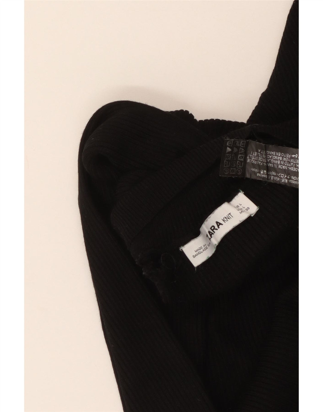 Zara Womens Crop Button Neck Jumper Sweater UK 14 Large Black Viscose
