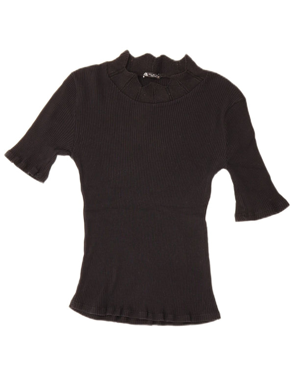 Zara Womens T-Shirt Top UK 14 Large Black