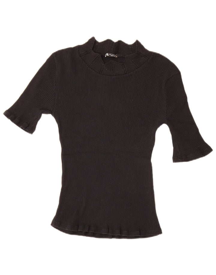 Zara Womens T-Shirt Top UK 14 Large Black