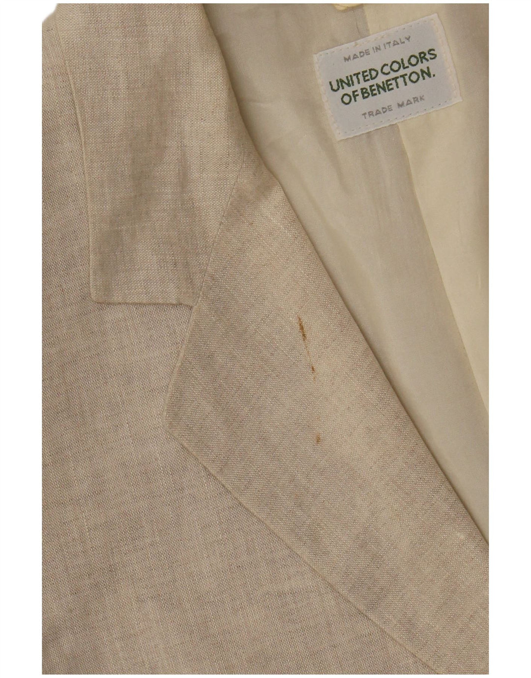 Benetton Womens 2 Button Blazer Jacket IT 40 Small Beige Linen