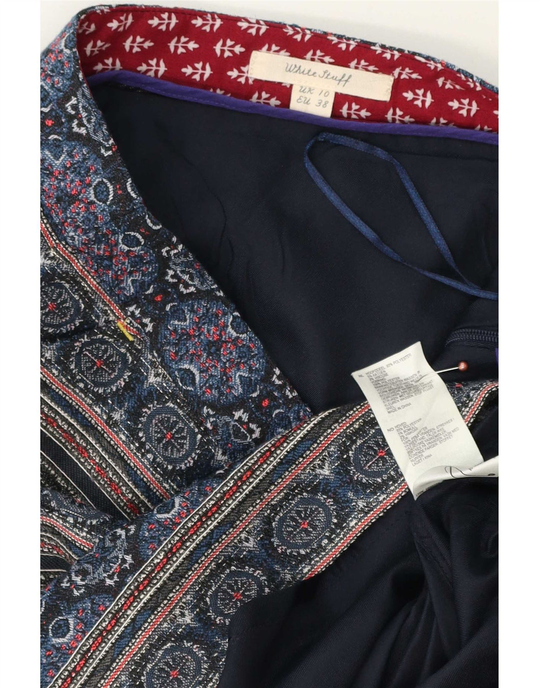 White Stuff Womens Mini Skirt UK 10 Small W30 Blue Geometric Polyester