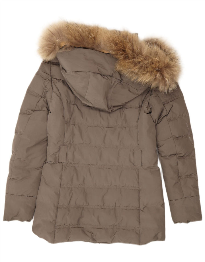 Woolrich Womens Hooded Padded Coat UK 6 XS Grey Polyester Winter