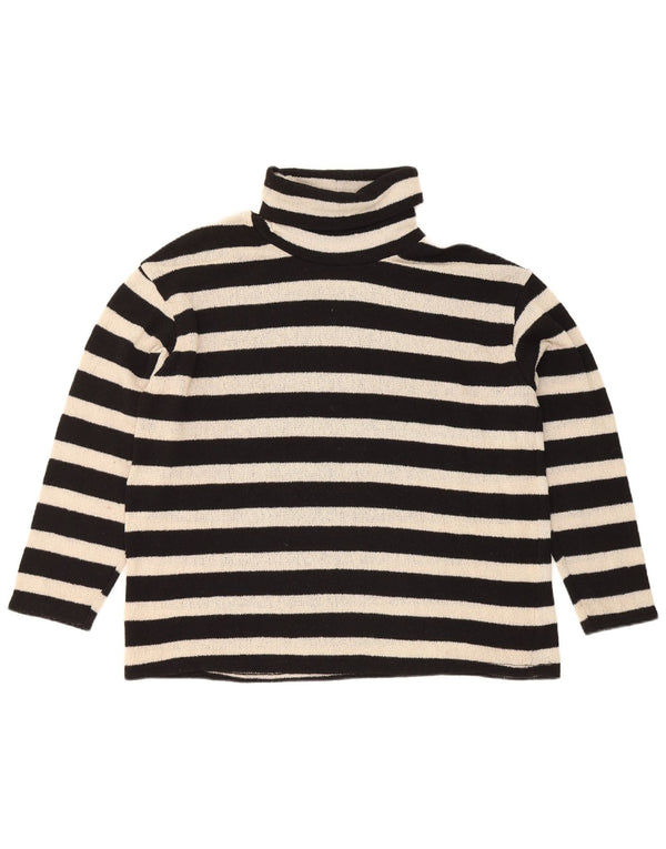 Zara Womens Oversized Roll Neck Jumper Sweater UK 10 Small Black Striped