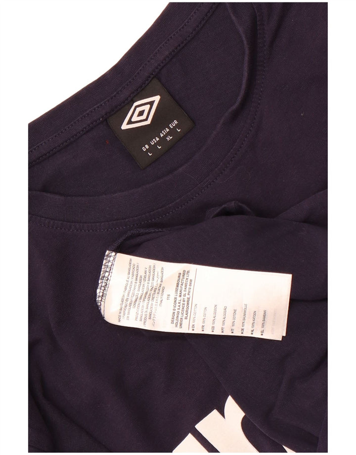 Umbro Mens Graphic T-Shirt Top Large Navy Blue Cotton