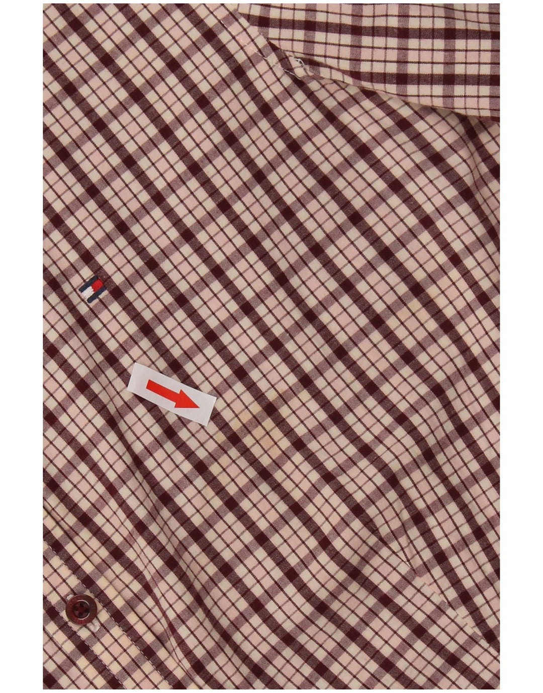 Tommy Hilfiger Womens Shirt US 6 Medium Maroon Check Cotton