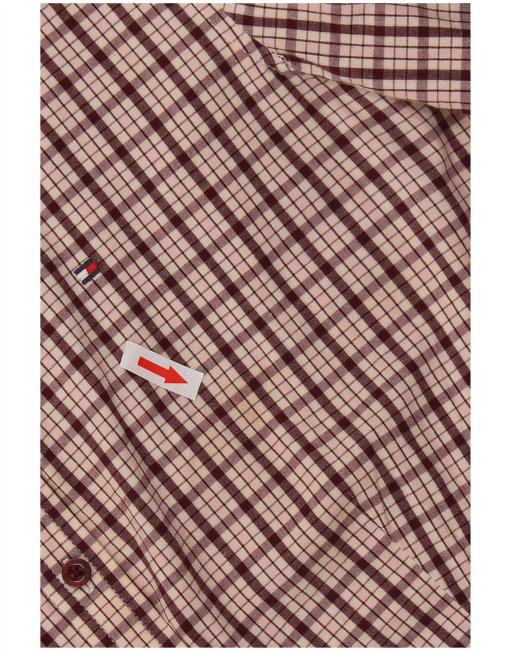 Tommy Hilfiger Womens Shirt US 6 Medium Maroon Check Cotton