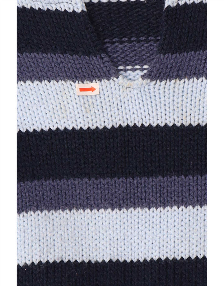 Vintage Womens V-Neck Jumper Sweater UK 12 Medium Multicoloured Striped