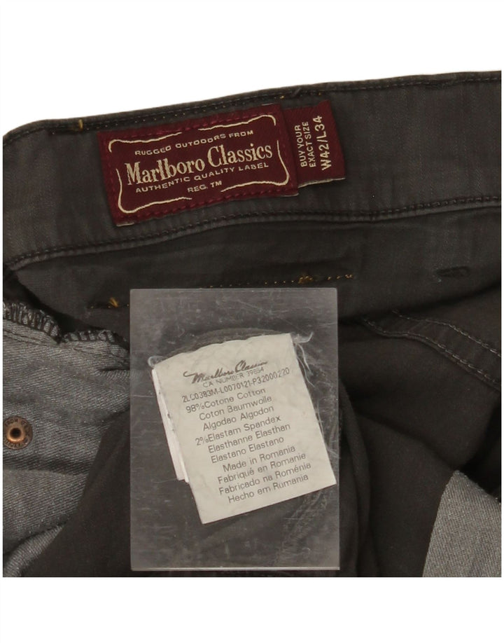 MARLBORO CLASSICS Mens Straight Casual Trousers W42 L34 Grey Cotton