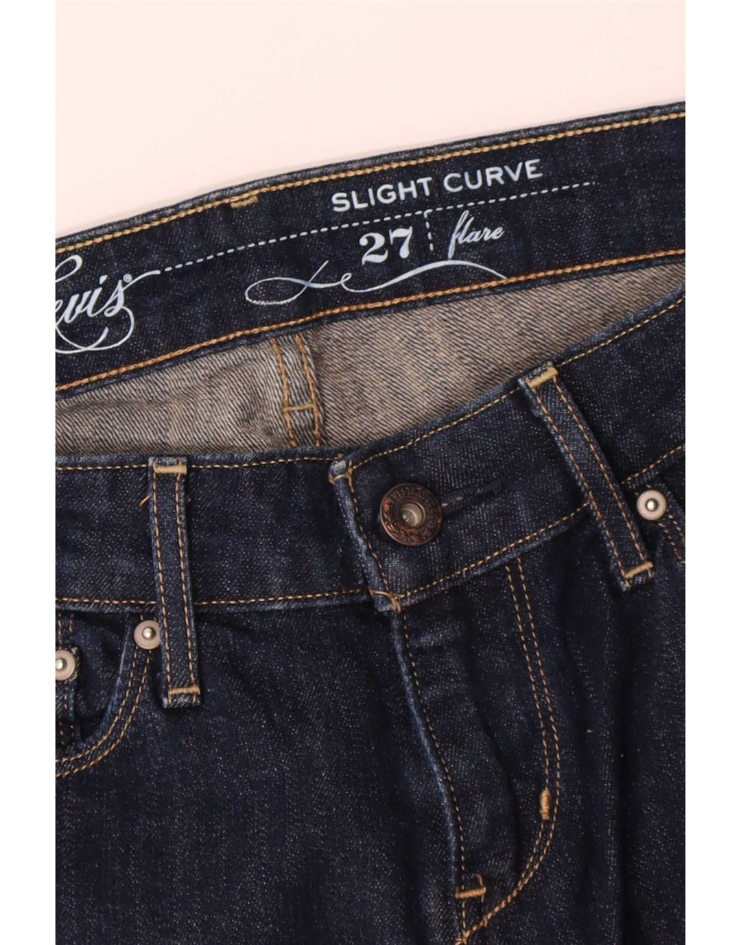 Levi's Womens Slight Curve Flared Jeans W27 L32 Navy Blue Cotton