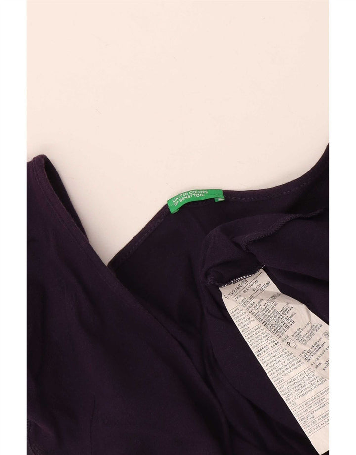 Benetton Womens Blouse Top UK 14 Large Purple Cotton