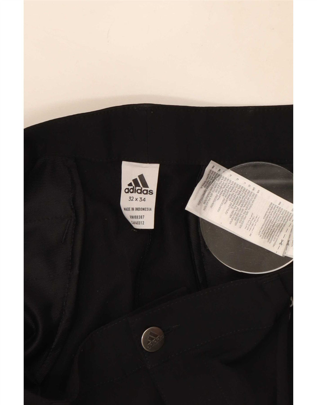 Adidas Mens Slim Chino Trousers W32 L34 Black Polyester