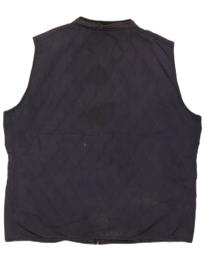 Zara Mens Quilted Gilet UK 44 2XL Navy Blue Polyester
