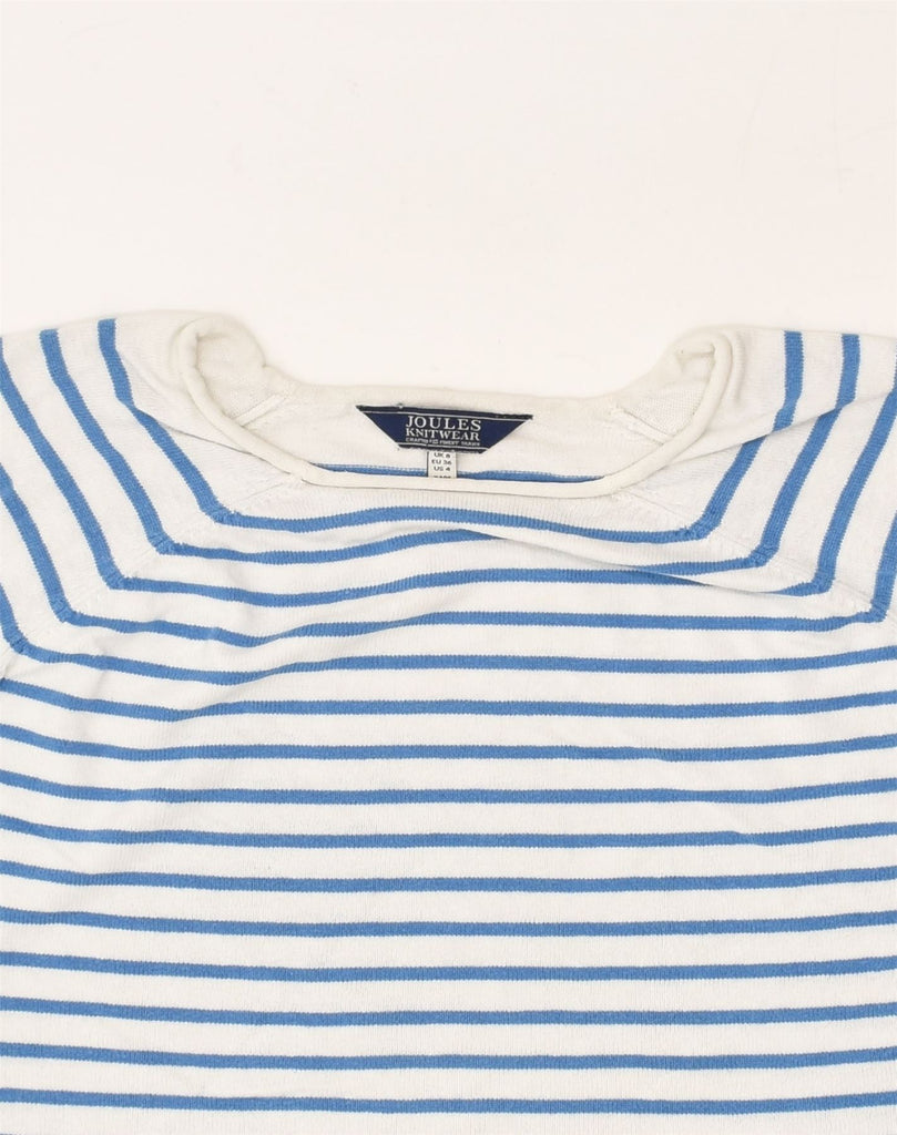 JOULES Womens Boat Neck Jumper Sweater UK 12 Medium  Blue Striped Linen | Vintage Joules | Thrift | Second-Hand Joules | Used Clothing | Messina Hembry 