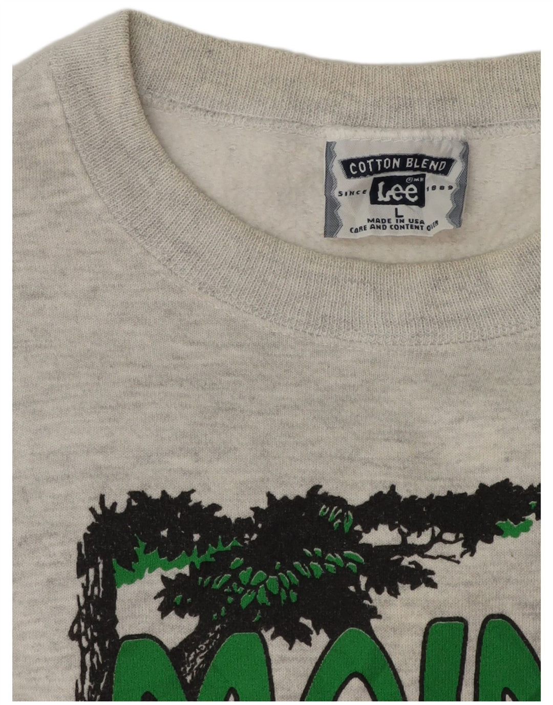 Lee Mens Graphic Sweatshirt Jumper Large Grey Flecked Cotton