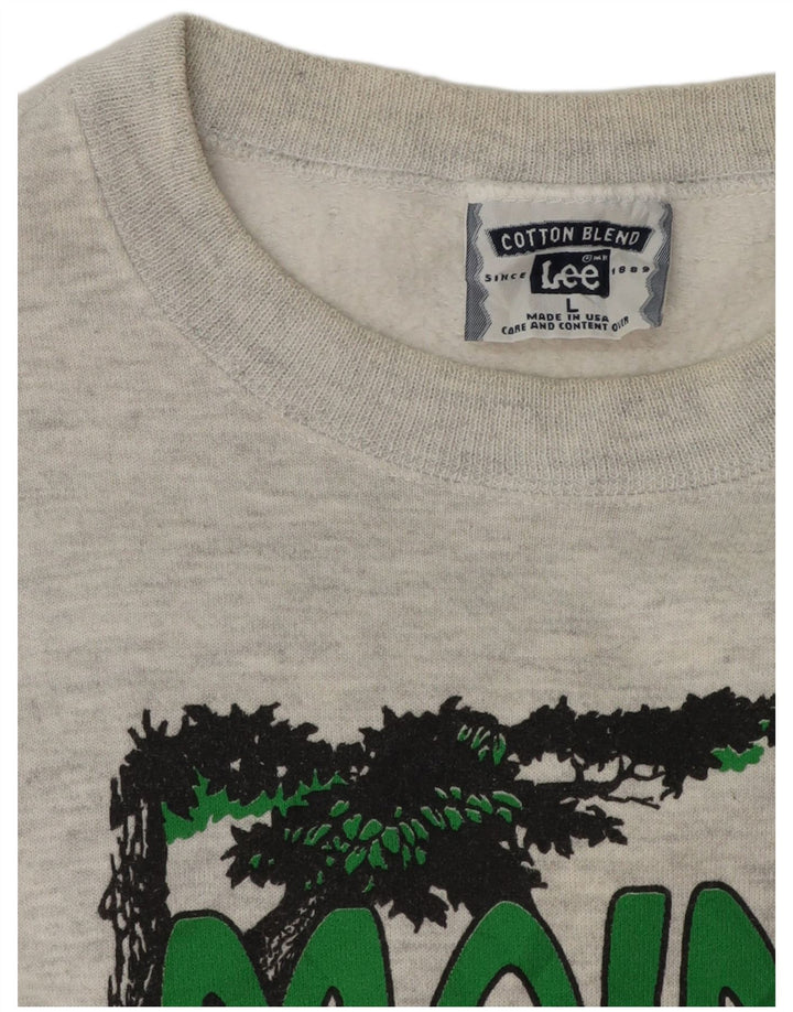 Lee Mens Graphic Sweatshirt Jumper Large Grey Flecked Cotton