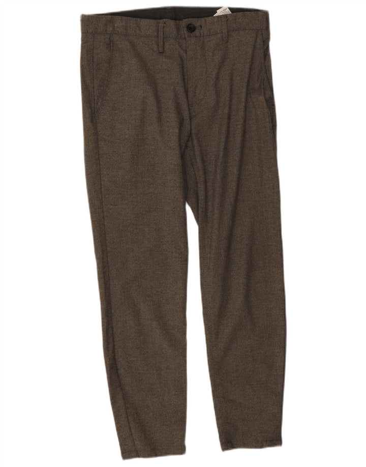 Zara Mens Crop Slim Chino Trousers EU 38 Small W30 L25 Grey Polyester
