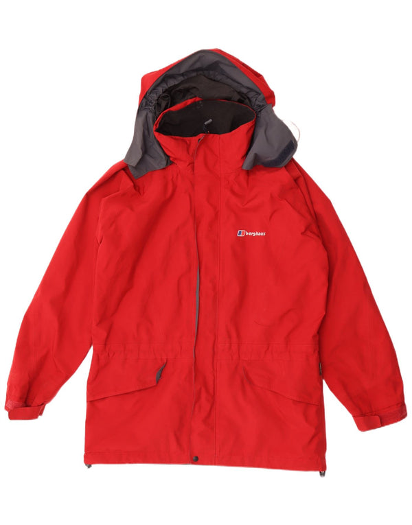 Berghaus Mens Hooded Rain Jacket UK 38 Medium Red Polyester